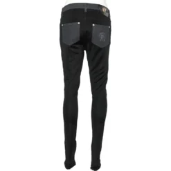 Versace Navy Blue Denim & Black Jersey Jeggings M For Women -Versace Official Website luxury women versace used clothes p597890 003