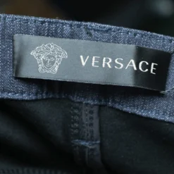 Versace Navy Blue Denim & Black Jersey Jeggings M For Women -Versace Official Website luxury women versace used clothes p597890 005
