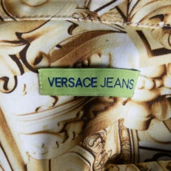 Versace Yellow Printed Cotton Button Front Sleeveless Dress S For Women -Versace Official Website luxury women versace used clothes p600011 003