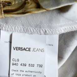 Versace Yellow Printed Cotton Button Front Sleeveless Dress S For Women -Versace Official Website luxury women versace used clothes p600011 004