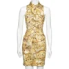 Versace Yellow Printed Cotton Button Front Sleeveless Dress S For Women