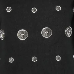 Versus Versace Black Cotton Knit Lion Head Embellished Sweatshirt M For Women -Versace Official Website luxury women versace used clothes p600379 004