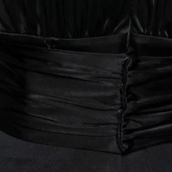 Versace Black Jersey Deep V-Neck Belted Dress S For Women -Versace Official Website luxury women versace used clothes p601745 006