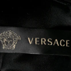Versace Black Jersey Deep V-Neck Belted Dress S For Women -Versace Official Website luxury women versace used clothes p601745 007