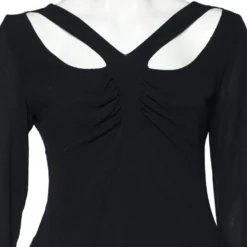 Versace Vintage Black Silk Chiffon Cut Out Detail Top L For Women -Versace Official Website luxury women versace used clothes p603960 001