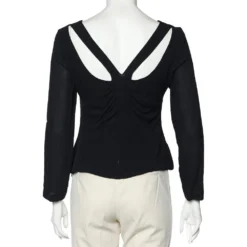 Versace Vintage Black Silk Chiffon Cut Out Detail Top L For Women -Versace Official Website luxury women versace used clothes p603960 002