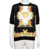 Versace Black Medusa Printed Silk Crew Neck Top L For Women