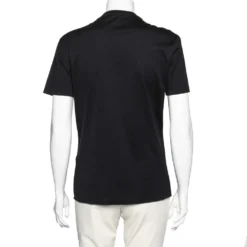 Versace Black Medusa Head Embroidered Cotton T-Shirt S For Women -Versace Official Website luxury women versace used clothes p613011 001