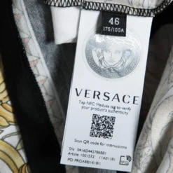 Versace Black & Gold Crystal Logo Medusa Renaissance Printed Cotton Top L For Women -Versace Official Website luxury women versace used clothes p613883 002