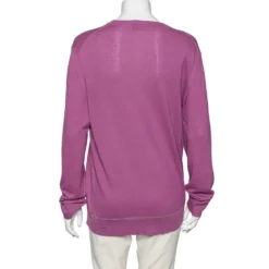 Versace Purple Knit Greca Detailed Long Sleeve Sweater XL For Women -Versace Official Website luxury women versace used clothes p614271 004