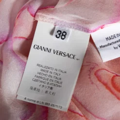 Versace Orange Rose Printed Silk Button Front Long Sleeve Blouse S For Women -Versace Official Website luxury women versace used clothes p617756 001