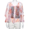 Versace Orange Rose Printed Silk Button Front Long Sleeve Blouse S For Women