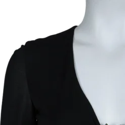 Versace Black Pleated Long Sleeve Dress S For Women -Versace Official Website luxury women versace used clothes p61932 005