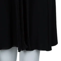 Versace Black Pleated Long Sleeve Dress S For Women -Versace Official Website luxury women versace used clothes p61932 006