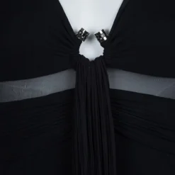 Versace Black Pleated Long Sleeve Dress S For Women -Versace Official Website luxury women versace used clothes p61932 008