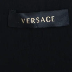 Versace Black Pleated Long Sleeve Dress S For Women -Versace Official Website luxury women versace used clothes p61932 009