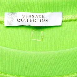 Versace Green Knit Long Sleeve Crop Top S For Women -Versace Official Website luxury women versace used clothes p631617 004
