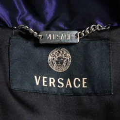 Versace Purple Floral Printed Down Synthetic Puffer Jacket M For Women -Versace Official Website luxury women versace used clothes p632081 003