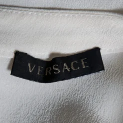 Versace Cream Silk Logo Embroidered And Embellished Blouse S For Women 11 Versace Cream Silk Logo Embroidered And Embellished Blouse S For Women -Versace Official Website luxury women versace used clothes p632727 002