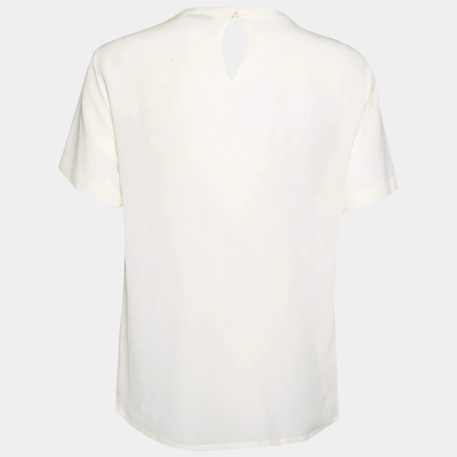 Versace Cream Silk Logo Embroidered And Embellished Blouse S For Women 2 Versace Cream Silk Logo Embroidered And Embellished Blouse S For Women - Image 2