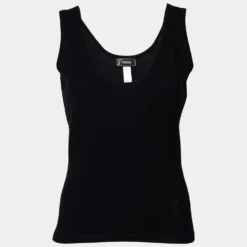 Versace Black Cashmere Sleeveless Tank Top S For Women
