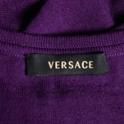 Versace Purple Knit Ruched Crystal Embellished Sweater M For Women -Versace Official Website luxury women versace used clothes p634432 003