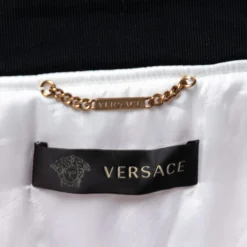Versace Tricolor Logo Printed Synthetic Zip Front Bomber Jacket M For Women -Versace Official Website luxury women versace used clothes p641067 006