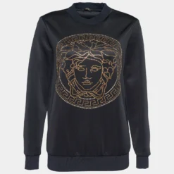 Versace Official Website 15 Versace Black Knit Medusa Embellished Sweatshirt S For Women