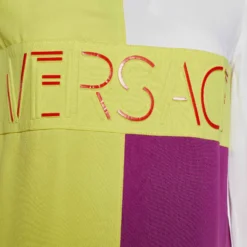 Versace Colorblock Crepe Logo Embossed Long Sleeve Blouse S For Women -Versace Official Website luxury women versace used clothes p653446 001