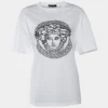 Versace White Jersey Medusa Sequined Round Neck T-Shirt XL For Women