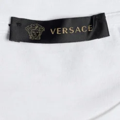 Versace White Jersey Medusa Sequined Round Neck T-Shirt XL For Women -Versace Official Website luxury women versace used clothes p669563 004
