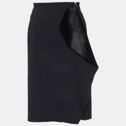 Versace Official Website 17 Versace Black Crepe Drape Detail Pencil Skirt L For Women