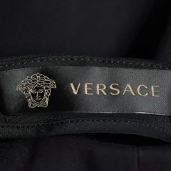Versace Black Crepe Drape Detail Pencil Skirt L For Women -Versace Official Website luxury women versace used clothes p672226 004