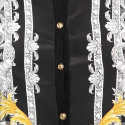 Versace Black Baroque Print Silk & Wool Button Front Cardigan S For Women 8 Versace Black Baroque Print Silk & Wool Button Front Cardigan S For Women -Versace Official Website luxury women versace used clothes p683549 005