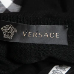 Versace Black Baroque Print Silk & Wool Button Front Cardigan S For Women 9 Versace Black Baroque Print Silk & Wool Button Front Cardigan S For Women -Versace Official Website luxury women versace used clothes p683549 006