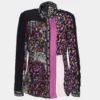 Versace Black & Pink Silk Floral Print Patched Blouse M For Women