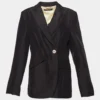 Versace Black Linen Blend Single Buttoned Blazer L For Women
