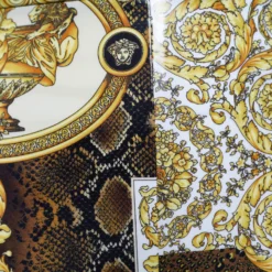 Versace Gold & Black Coated Knit Barocco Print Leggings M For Women -Versace Official Website luxury women versace used clothes p690582 003