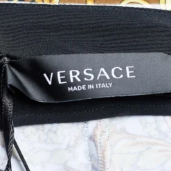 Versace Gold & Black Coated Knit Barocco Print Leggings M For Women -Versace Official Website luxury women versace used clothes p690582 006