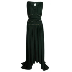 Versace Collection Green Ruched Zip Detailed Sleeveless Gown XL For Women