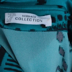 Versace Green Pixel Printed Silk Shirt L For Women -Versace Official Website luxury women versace used clothes p7906 008