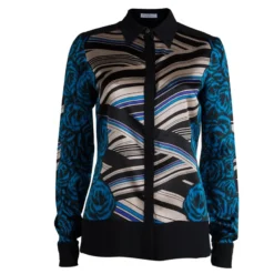 Versace Collection Multicolor Printed Silk Shirt S For Women