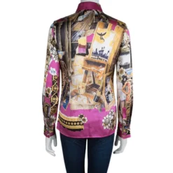 Versace Multicolor Printed Silk Button Down Shirt S For Women -Versace Official Website luxury women versace used clothes p84180 003
