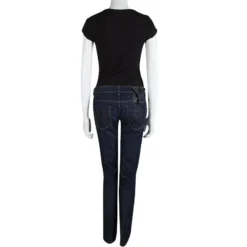 Versace Indigo Dark Wash Denim Straight Fit Jeans M For Women -Versace Official Website luxury women versace used clothes p85305 003