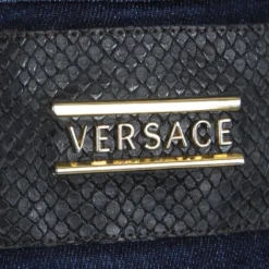 Versace Indigo Dark Wash Denim Straight Fit Jeans M For Women -Versace Official Website luxury women versace used clothes p85305 005