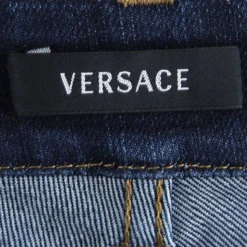 Versace Indigo Dark Wash Denim Straight Fit Jeans M For Women -Versace Official Website luxury women versace used clothes p85305 006