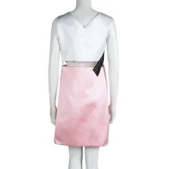 Versace Pink And White Colorblock Mesh Insert Sleeveless Cocktail Dress M For Women -Versace Official Website luxury women versace used clothes p86377 003