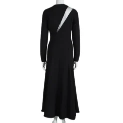 Versace Black Contrast Panel Detail Long Sleeve Flared Bottom Maxi Dress M For Women -Versace Official Website luxury women versace used clothes p86389 003
