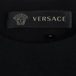 Versace Black Contrast Panel Detail Long Sleeve Flared Bottom Maxi Dress M For Women -Versace Official Website luxury women versace used clothes p86389 005