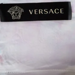 Versace White Floral Print Contrast Panel Detail Sleeveless Dress S For Women -Versace Official Website luxury women versace used clothes p88554 005